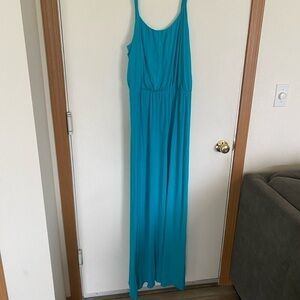 loft, size large, teal maxi dress like new